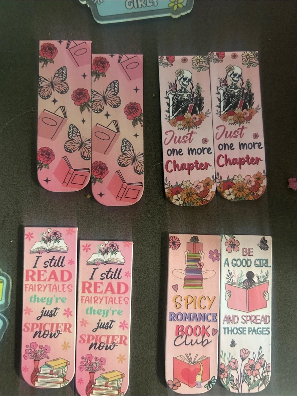 Book club keychain and bookmark tchotchkes